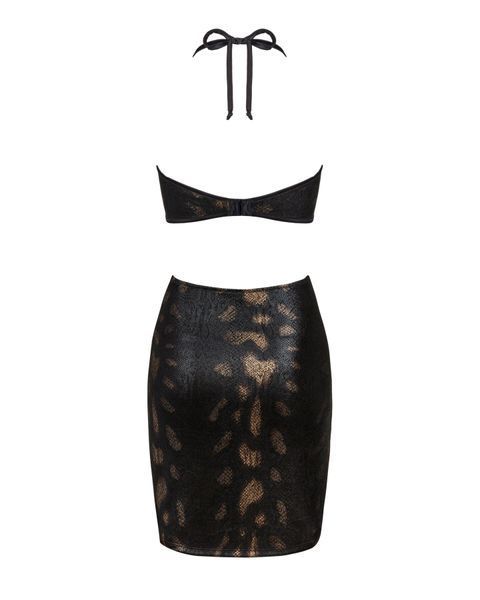 Платье под змеиную кожу Obsessive Vivianty dress M/L, черное SO7314 фото