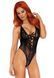 Кружевное боди Leg Avenue Floral lace thong teddy Black, шнуровка на груди, one size SO7902 фото 1