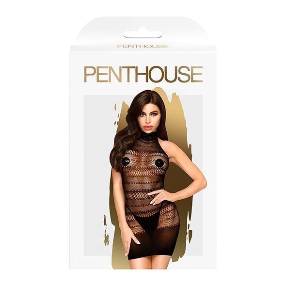 Мини-платье сетка с горлом Penthouse - Epic Night Black XL SO5253 фото