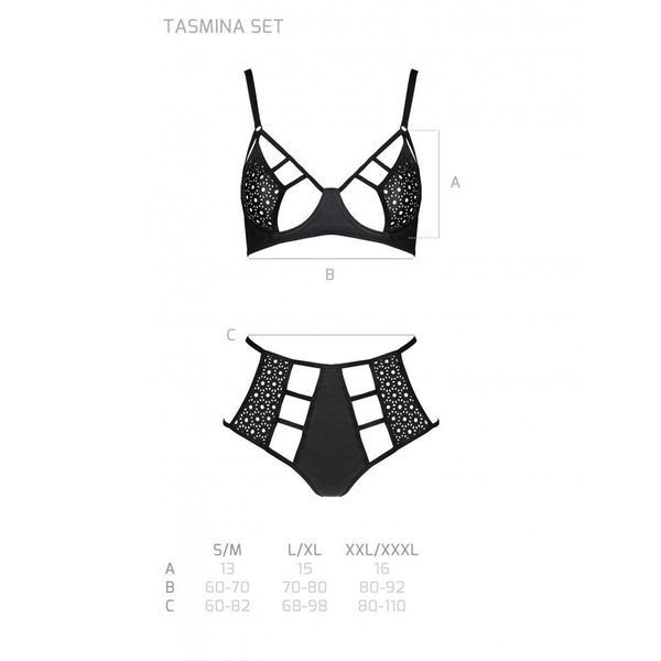 Распродажа!!! Комплект из эко-кожи Passion Tamaris Set black XXL/XXXL, бюстгальтер и трусики SO5798 фото