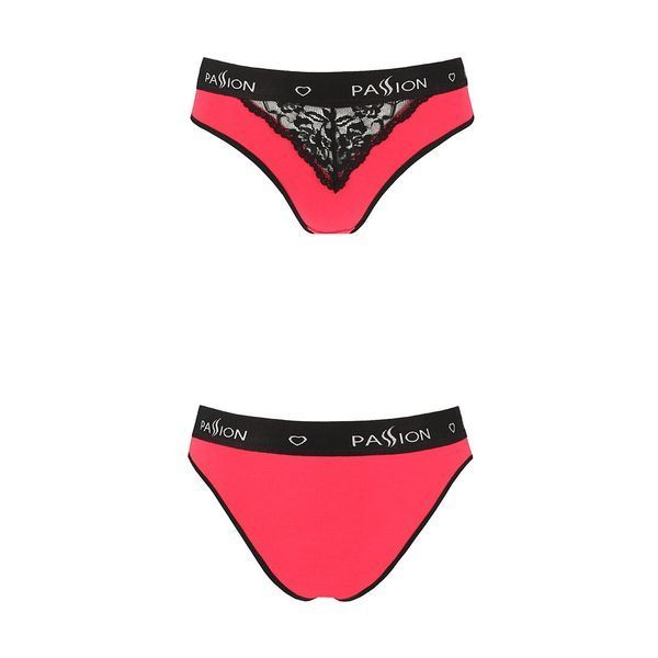Трусики с широкой резинкой и кружевом Passion PS001 PANTIES M, red-black SO4168 фото