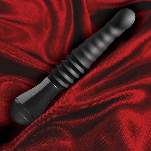 Пульсатор Blush Temptasia &ndash; Lazarus Thrusting Dildo &ndash; Black, ребристый ствол, 3 скорости SO8836 фото
