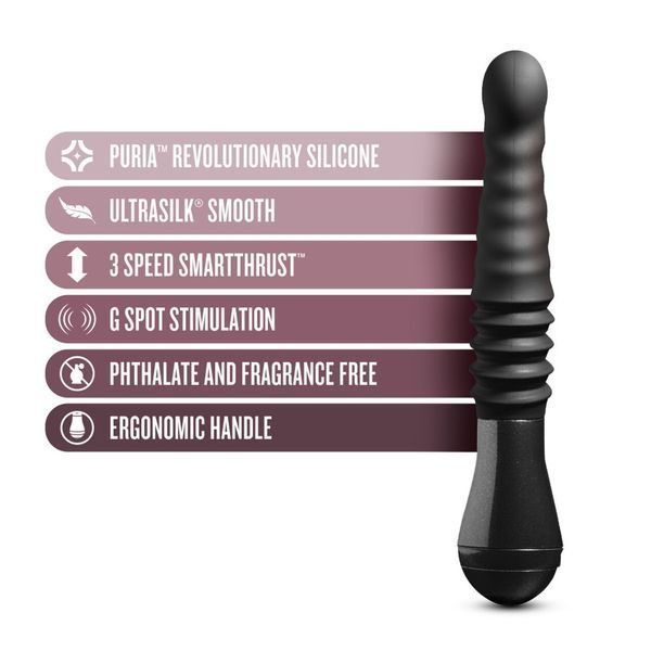 Пульсатор Blush Temptasia &ndash; Lazarus Thrusting Dildo &ndash; Black, ребристый ствол, 3 скорости SO8836 фото