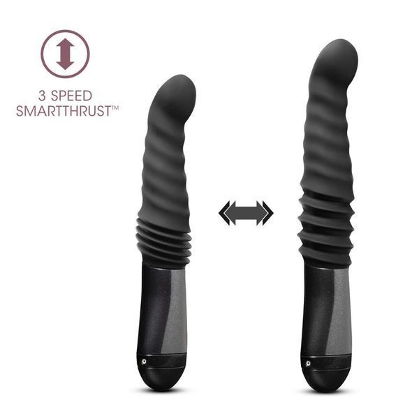Пульсатор Blush Temptasia &ndash; Lazarus Thrusting Dildo &ndash; Black, ребристый ствол, 3 скорости SO8836 фото