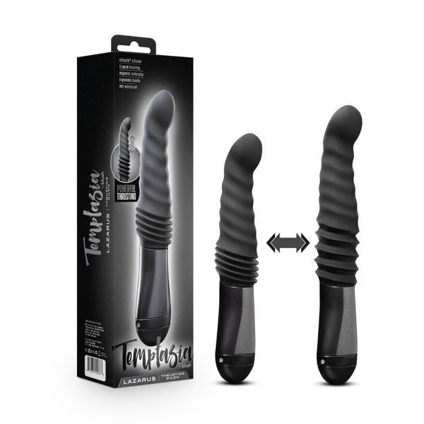 Пульсатор Blush Temptasia &ndash; Lazarus Thrusting Dildo &ndash; Black, ребристый ствол, 3 скорости SO8836 фото