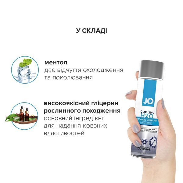 Охлаждающая смазка на водной основе JO H2O COOLING (120 мл) с ментолом, растительный глицерин SO1693 фото
