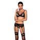 Комплект белья Passion NESSY SET XXL/XXXL black, бюстгальтер, пояс для чулок, стринги SO8459 фото 1