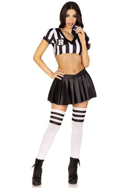 Костюм рефері Leg Avenue Time Out Referee S, кроп-топ спідниця свисток SO9191 фото