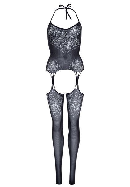 Эротический бодистокинг Leg Avenue Jacquard net Black, имитация чулок, открытый доступ, one size SO7903 фото