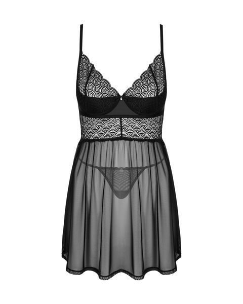 Еротичний комплект Obsessive Chemeris babydoll & thong XS/S, пеньюар та стрінги SO9758 фото