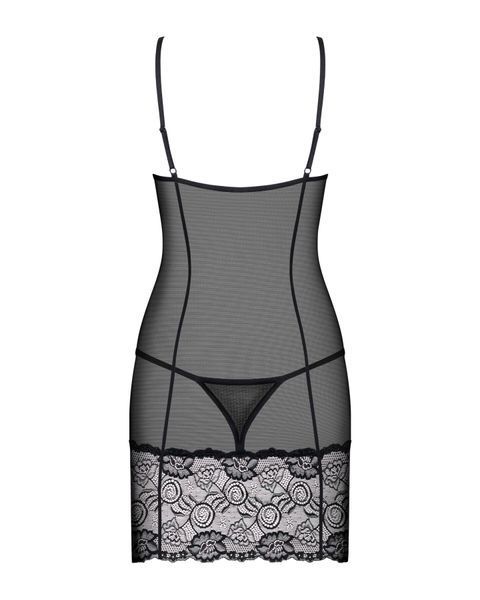 (SALE) Сорочка Obsessive Alluria chemise & thong S/M SX1122 фото