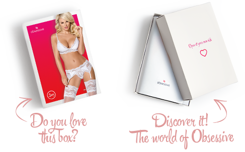 Кружевной комплект белья Obsessive 810-SEG-2 S/M White, бюстгальтер, стринги, пояс для чулок SO7165 фото