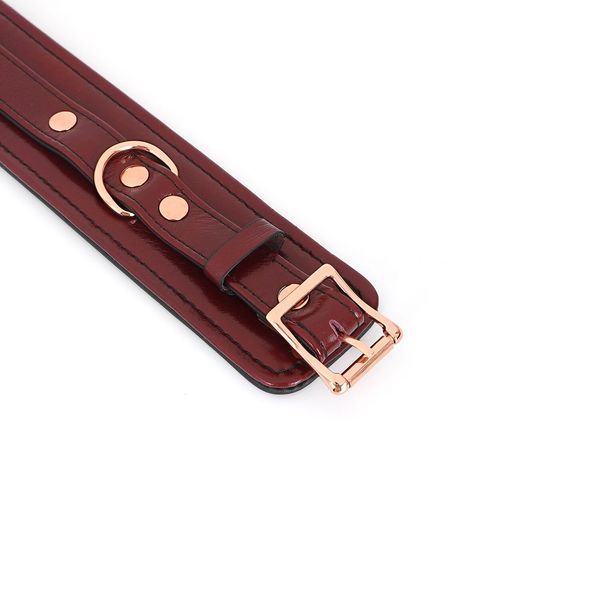Кожаные наручники Liebe Seele Wine Red Wrist Cuffs, съемная цепочка-крепление SO9452 фото