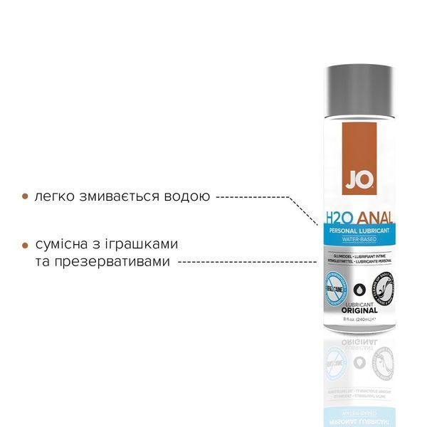 Анальная смазка JO ANAL H2O &mdash; ORIGINAL (240 мл) на водной основе, растительный глицерин SO1694 фото