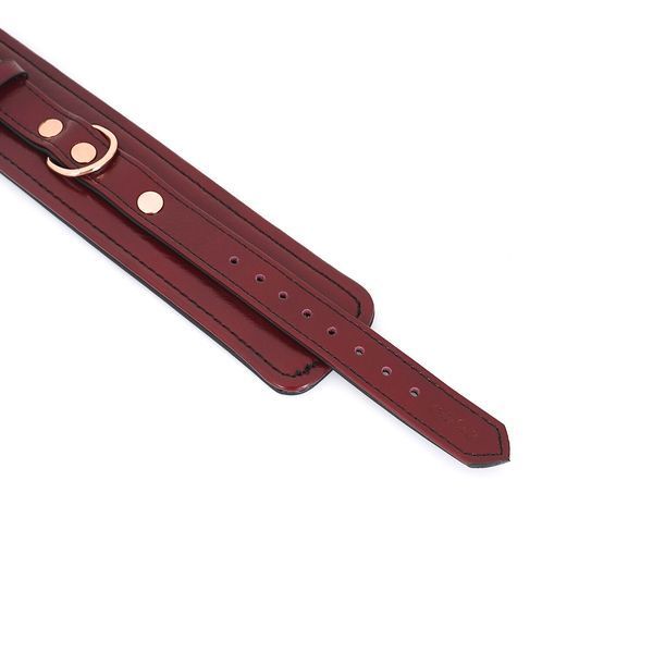 Кожаные наручники Liebe Seele Wine Red Wrist Cuffs, съемная цепочка-крепление SO9452 фото