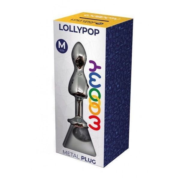 Металлическая анальна пробка Wooomy Lollypop Double Ball Metal Plug M, диаметр 3,1 см, длина 9,4 см SO7414 фото