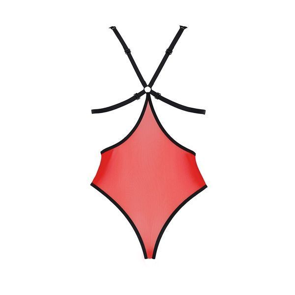 Полупрозрачное боди с кружевом Passion PEONIA BODY L/XL red SO8460 фото