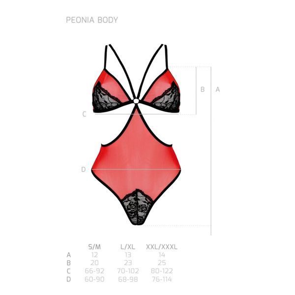 Полупрозрачное боди с кружевом Passion PEONIA BODY L/XL red SO8460 фото