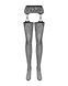 Чулки-стокинги с растительным рисунком Obsessive Garter stockings S206 black S/M/L черные, имитация SO7265 фото 5