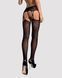 Чулки-стокинги с растительным рисунком Obsessive Garter stockings S206 black S/M/L черные, имитация SO7265 фото 2