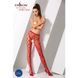 Эротические колготки-бодистокинг Passion S008 red, ажурные колготки с вырезом и лампасами-сеткой PSS008R фото 2