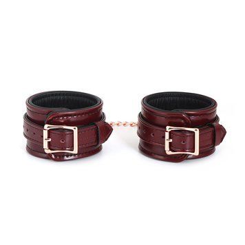 Кожаные поножи Liebe Seele Wine Red Ankle Cuffs, съемная цепочка-крепление SO9453 фото