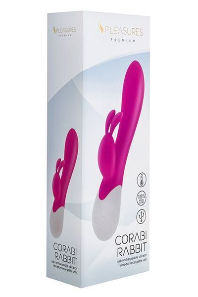 Вибратор-кролик S Pleasures Premium Corabi Rabbit, розовый, ушки для клитора, 16 режимов, нагрев SX1617 фото