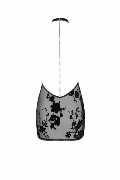 Платье Noir Handmade F313 Mythos, XL, black, прозрачное, мини, открытая спина, декор из стразов SX0318 фото