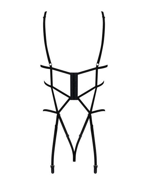Боді зі стреп із доступом Obsessive Badossa crotchless teddy L/XL, чорний SO7216 фото