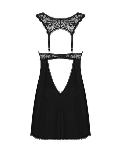 Сорочка бэби-долл с кружевом на груди Obsessive Donna Dream babydoll XL/2XL Black, стринги SO8632 фото