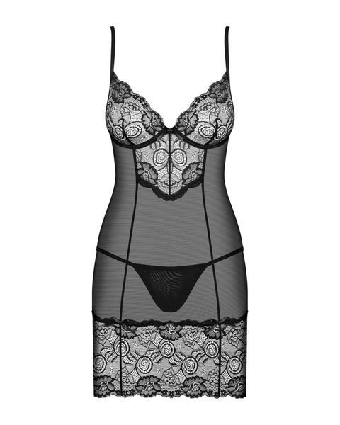 (SALE) Сорочка Obsessive Alluria chemise & thong L/XL SX1123 фото