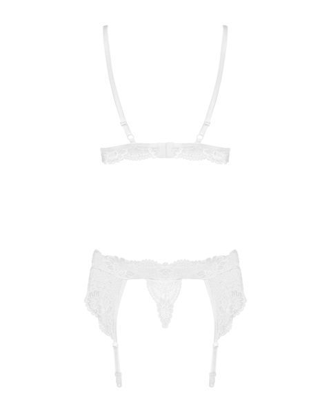 Кружевной комплект белья Obsessive 810-SEG-1 L/XL White, бюстгальтер, стринги, пояс для чулок SO7166 фото