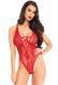 Кружевное боди Leg Avenue Floral lace thong teddy Red, шнуровка на груди, one size SO7964 фото 1