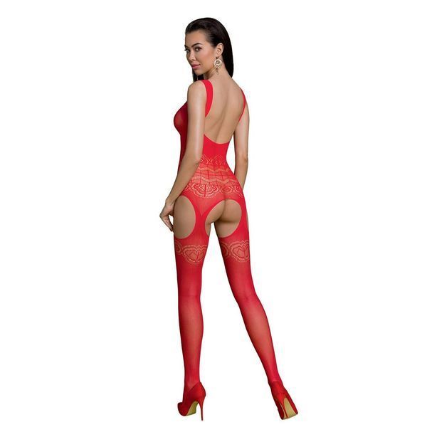 Бодістокінг Passion ECO BS005 red, щільний, відкритий доступ, імітація підв&rsquo;язок SO7074 фото
