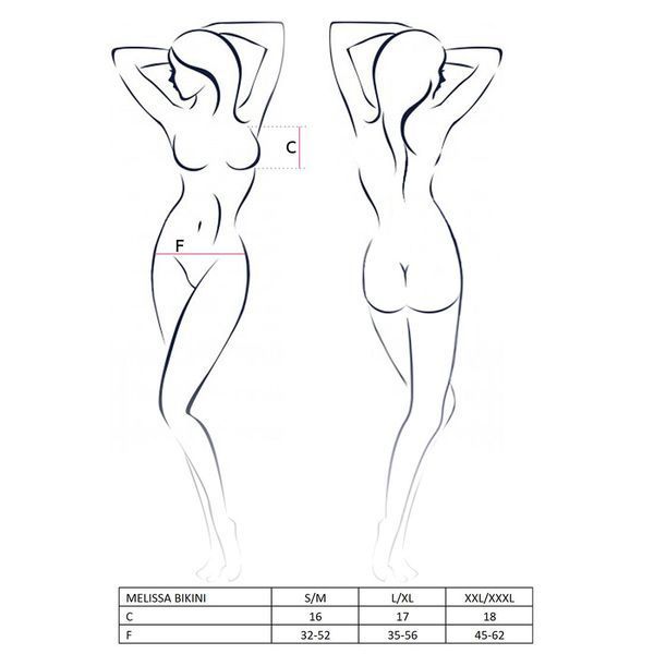 Комплект білизни Passion MELISSA BIKINI L/XL, black, ліф зі шнурівкою і трусики стрінги EL15901 фото