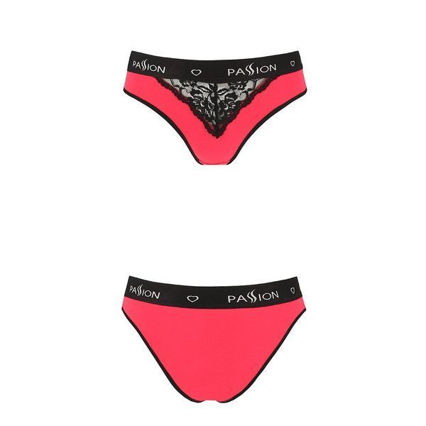 Трусики с широкой резинкой и кружевом Passion PS001 PANTIES XL, red-black SO4170 фото