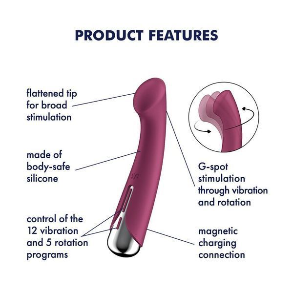 Вибратор с ротацией Satisfyer Spinning G-Spot 1 Red, плоская площадка для стимуляции точки G SX0555 фото