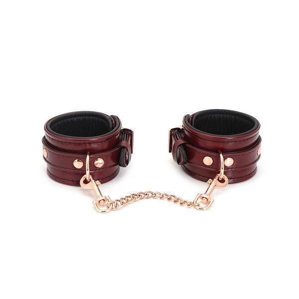 Кожаные поножи Liebe Seele Wine Red Ankle Cuffs, съемная цепочка-крепление SO9453 фото