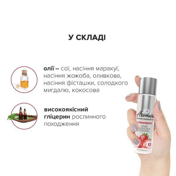 Натуральное массажное масло JO Aromatix Massage Oil Strawberry 120 мл SO6768 фото