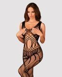 Сітчастий бодістокінг з вирізами та малюнком Obsessive Bodystocking G328 S/M/L, чорний, комбінезон SO7249 фото