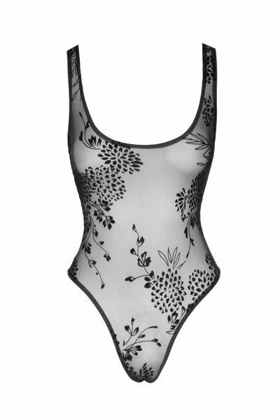 Боди Noir Handmade F242 Tulle body with patterned flock embroidery, S SX0151 фото