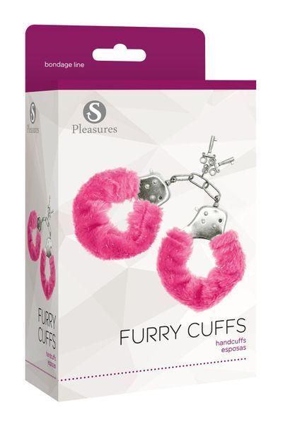 Наручники S Pleasures Furry Cuffs Pink с пушистой отделкой, 2 ключа в комплекте SX1600 фото