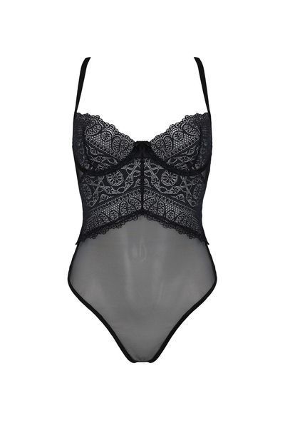 Боди Passion KERRIA BODY black, XXL/XXXL, с высокими вырезами и верхом балконет SX0487 фото