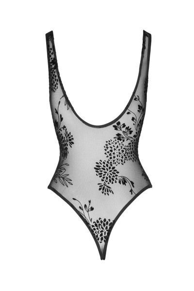 Боди Noir Handmade F242 Tulle body with patterned flock embroidery, S SX0151 фото
