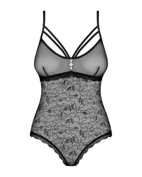 Кружевное боди с доступом Obsessive 818-TED-1 teddy M/L, черное SO9021 фото