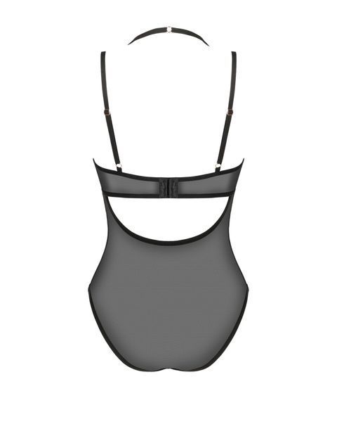 Прозрачное боди Obsessive Selinne teddy M/L Black, мелкая сетка, двойные бретели SO8665 фото