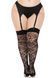 Панчохи Leg Avenue Wild rose net thigh highs, 1X/2X, чорні, широка резинка, малюнок-троянди SX1043 фото 1