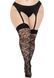 Панчохи Leg Avenue Wild rose net thigh highs, 1X/2X, чорні, широка резинка, малюнок-троянди SX1043 фото 3