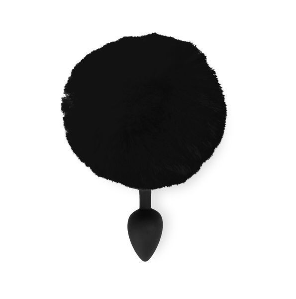 Силиконовая анальная пробка М Art of Sex - Silicone Butt plug Rabbit Tail Black, диаметр 3,5 см SO6694 фото