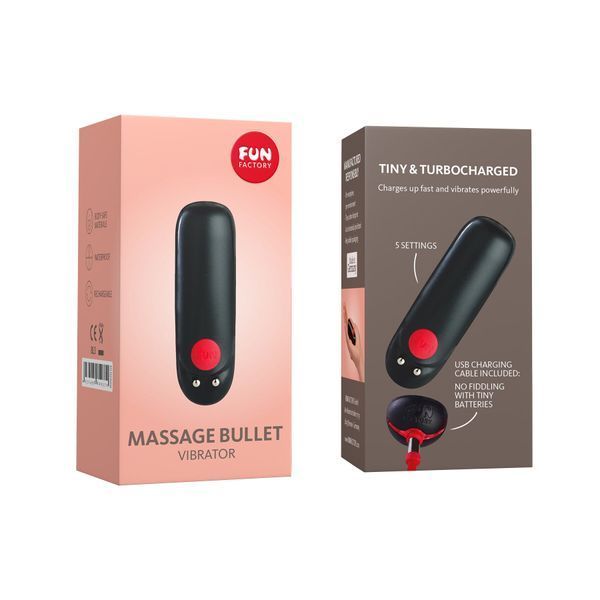 Вибропуля Fun Factory Massage BULLET, черная, диаметр 2,5 см, 3 скорости, 3 рисунка вибрации SX0948 фото